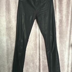 Helmut Lang Grey Faux Leather Pull On Pants